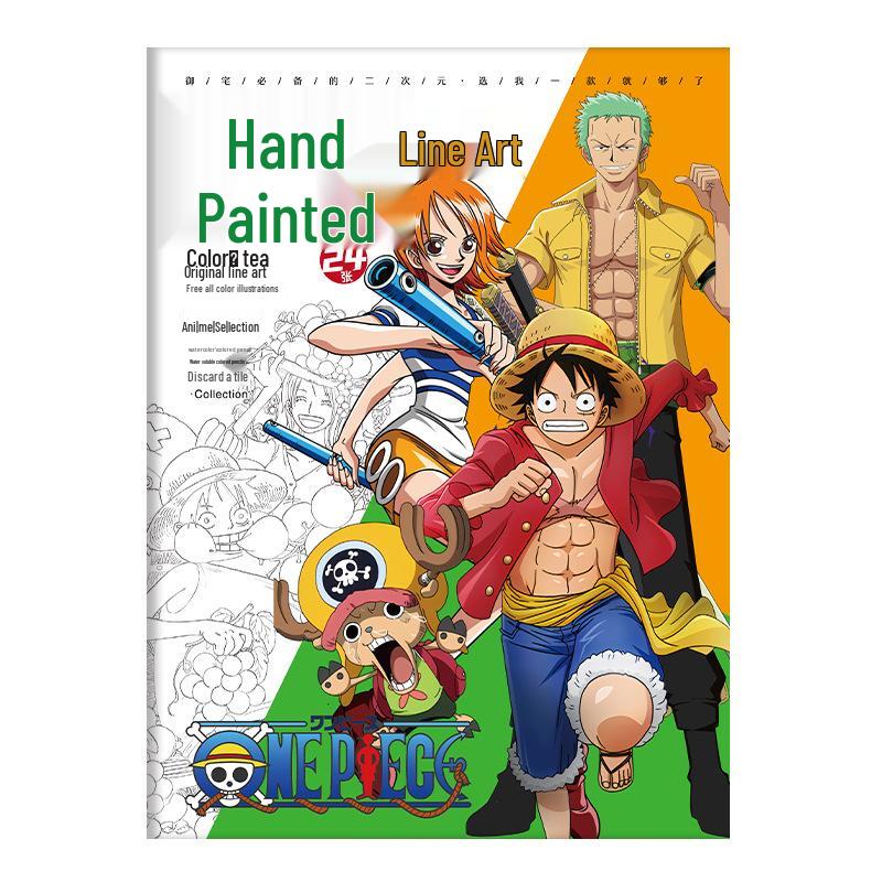Hand-Drawn Anime Coloring Book: Line Art from One Piece, Naruto, Demon Slayer, Identity V, and Conan