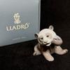 Used [Good Condition] Panda Figurine Blue Flower Ceramic Figurine LLADRO Box Included