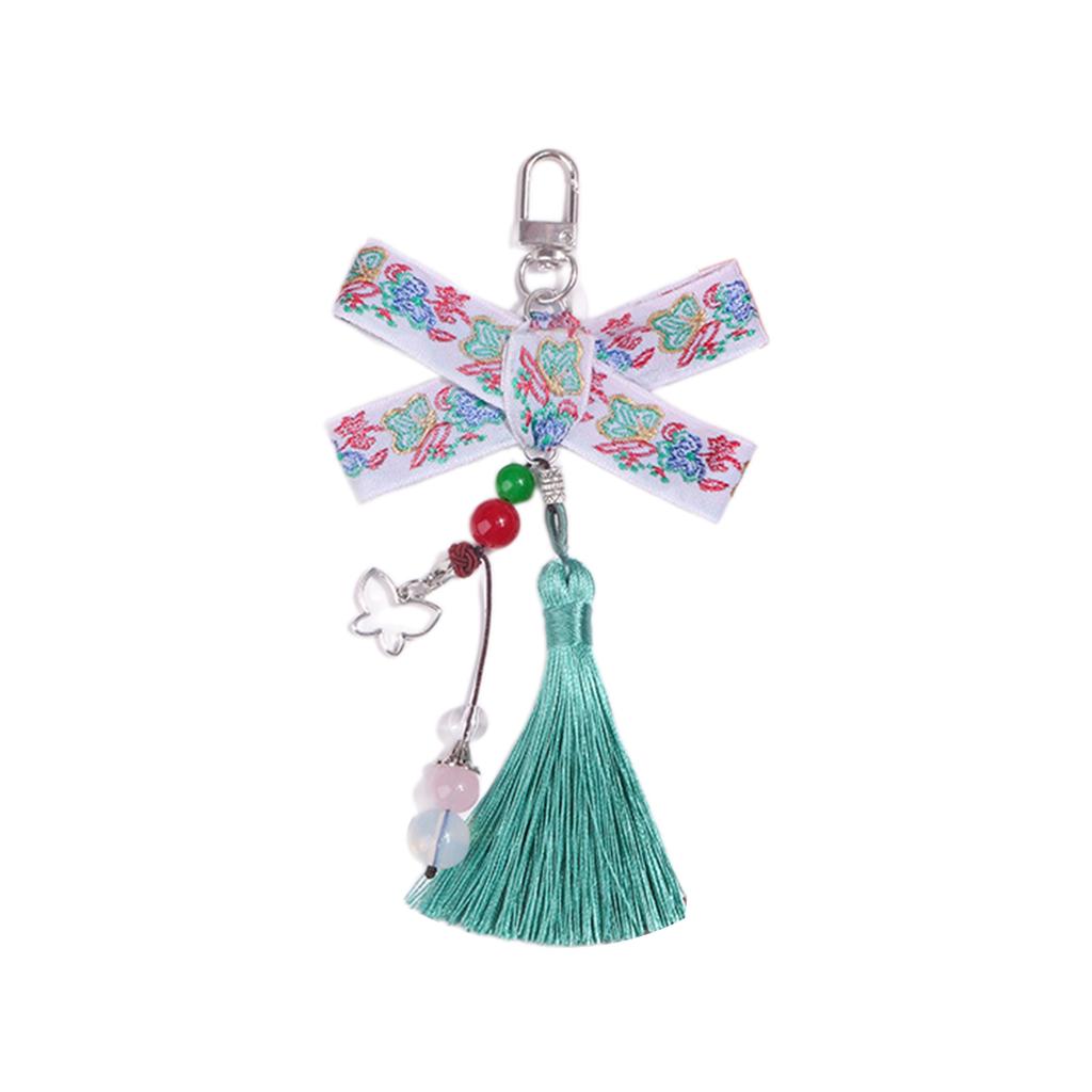 Chinese Style Bowknot Keychain Pendant with Tassels Unique Bows Beaded Keyring Women Bag Accessory for Fashion Lovers