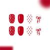 24Pcs French Manicure Fake Nail Red White Dotted Pattern Artificial Fingernails For Daily Use Special Party Wedding