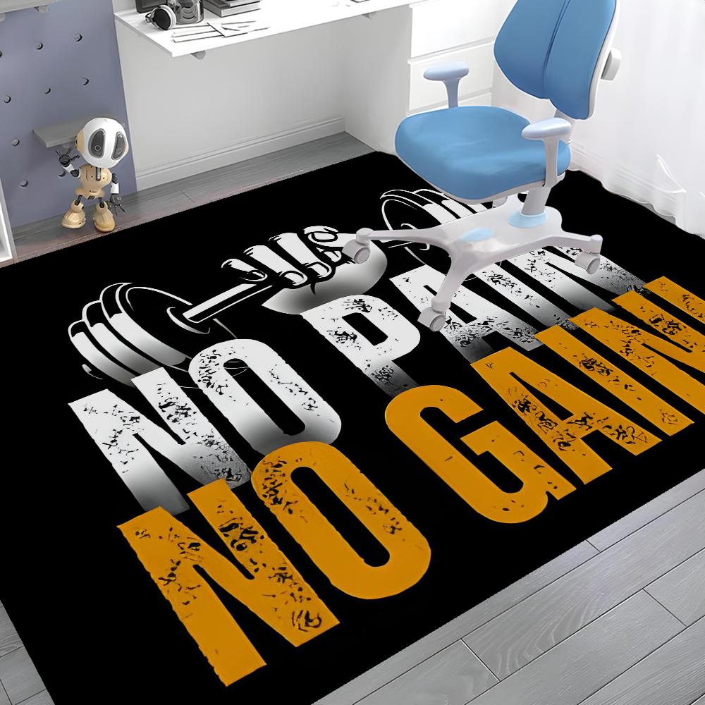 No Pain No Gain GYM Room Mats Washable Non-Slip Living Room Sofa Chairs Area Mat Kitchen Alfombra