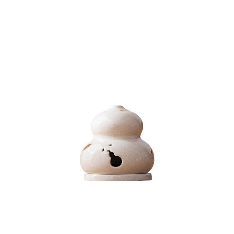 Zen Style Ceramic Gourd Incense Burner for Coil and Agarwood Incense, Home Tea Ceremony Burner
