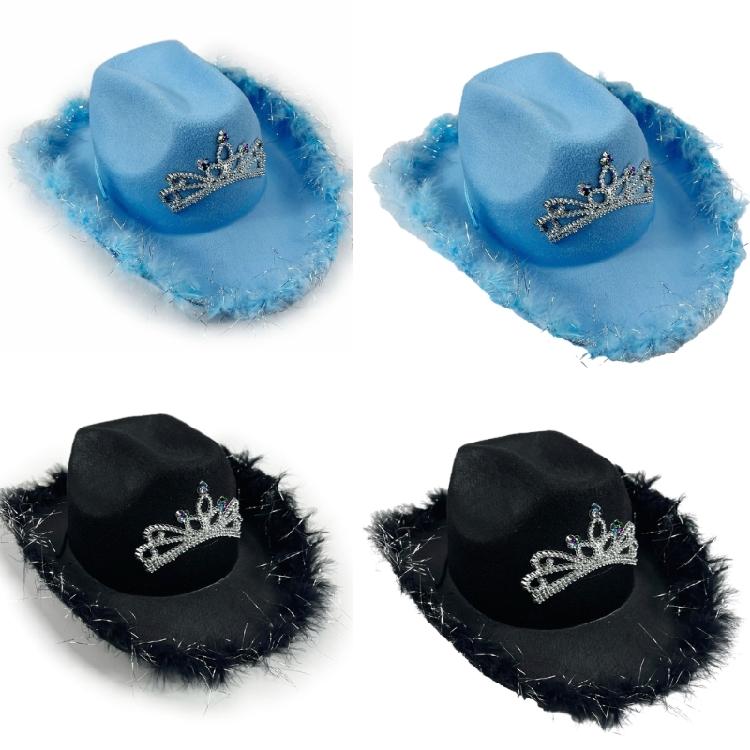 Female Cowgirl Hat Bridal Shower Cap Wide Brim Cap for Cosplay Party Headwear