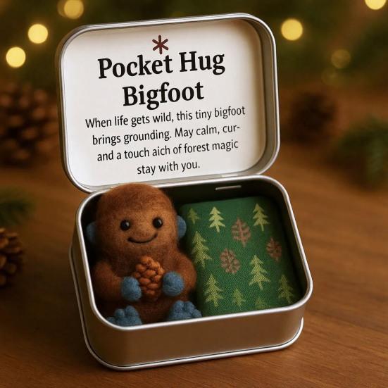 Christmas Pocket Hug Gift Handmade Felt Keepsake in Tin Box with Inspirational Message Card Little Pocket Hug Token Xmas Stocking Stuffers for Friends