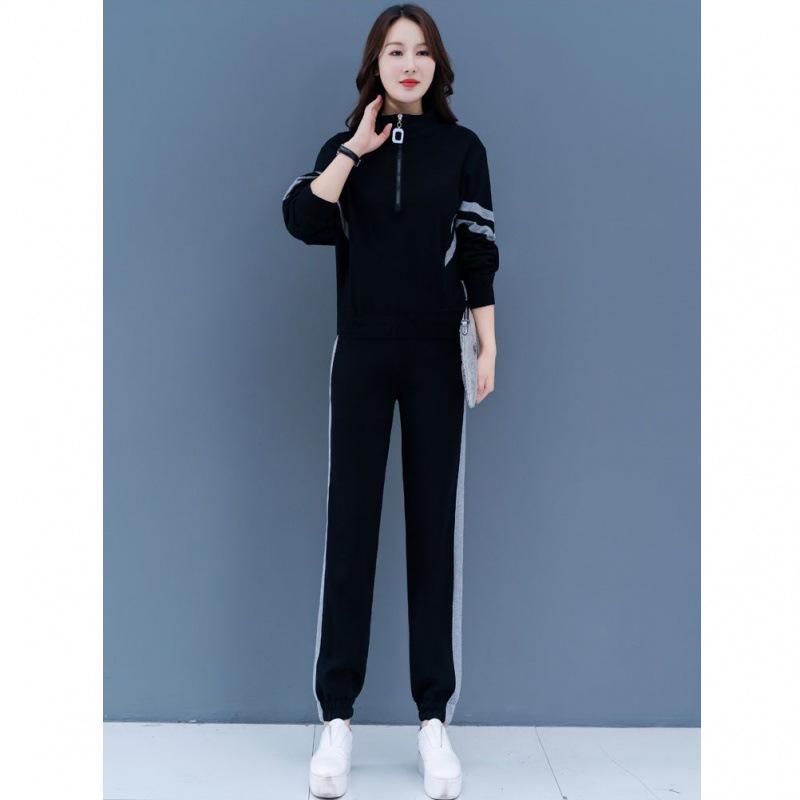 Women's Plus Size Stylish Hoodie Suit: Spring/Autumn Two-Piece Set, Loose & Slimming, Tummy Covering, Perfect for Running & Casual Wear