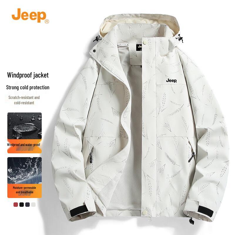 Jeep Men's 2025 Autumn Detachable Hood Outdoor Jacket
