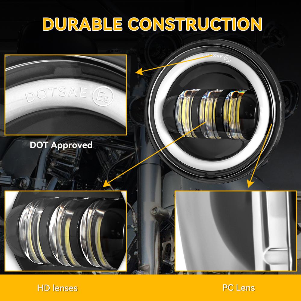 2PCS 4.5 Inch Motorcycle Led Fog Light DRL 30W Waterproof 4 1/2 Auxiliary Passing Lamp For Motorcycles Harley Fog Lamp