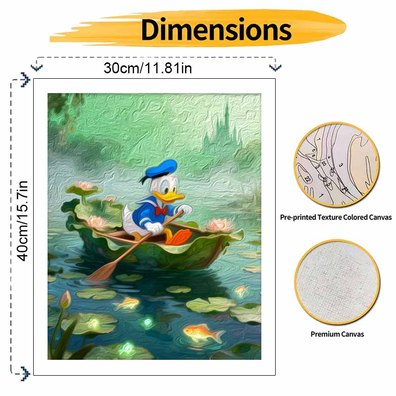 Disney Digital Oil Painting Art Kit Donald Duck Rowing Lily Pond Handmade Coloring Painting Home Decor