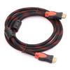 Manufacturer's High-Definition HDMI Cable, Version 1.4, Red and Black Mesh, 1.5 to 15 Meters, for Computer and TV.