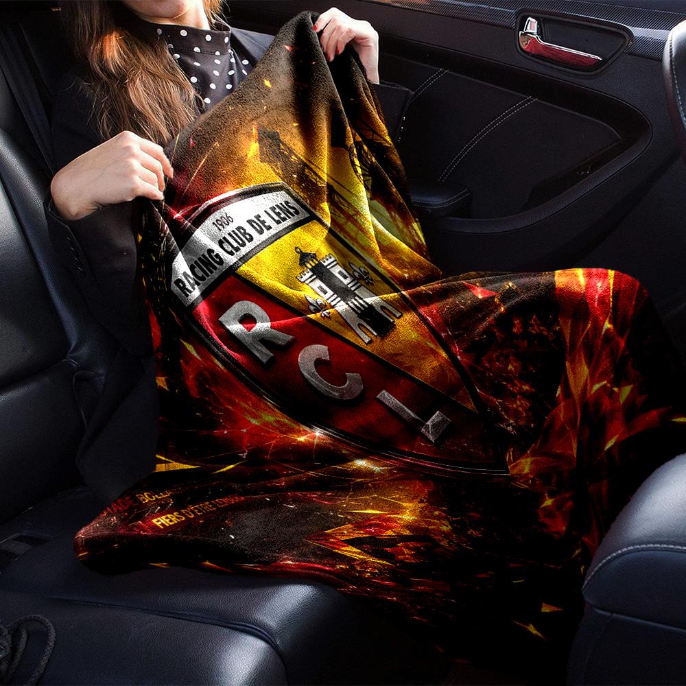 Racing Club Lens Crest Flannel Blanket, Soft Polyester, Modern Design, All-Season for Camping, Travel, Gifts for holidays or birthdays