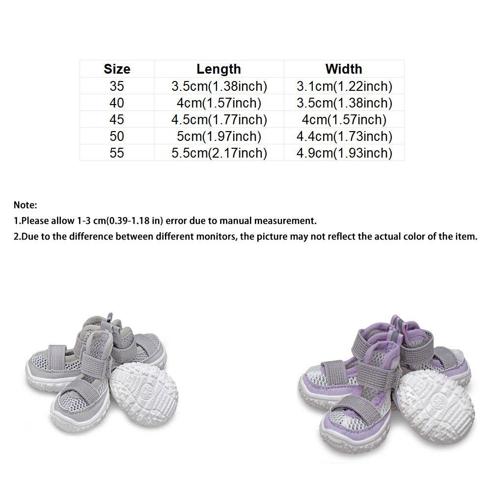 4PCS/SET Comfortable Pet Sandals Adjustable Dog Mesh Shoes Anti Slip Dog Shoes  All Seasons