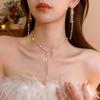 Korean Zircon Water Drop Tassel Necklace – Elegant and Stylish Jewelry for Women