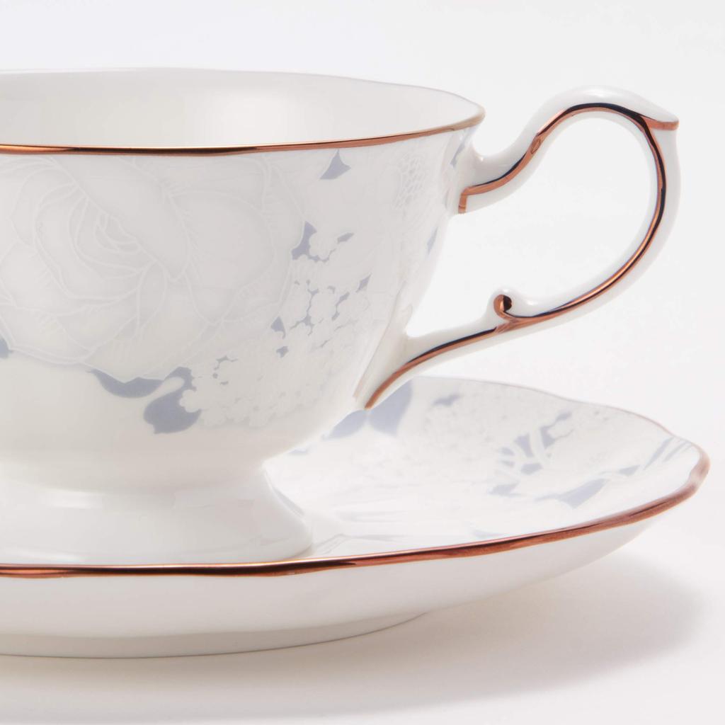 NARUMI Cup and Saucer Rose Blanche Set of Floral Wedding Gift Box Set, 210cc, Blue, 2, Pattern, Stylish, Cute, Elegant, Gift, Gift, Tea, Coffee,