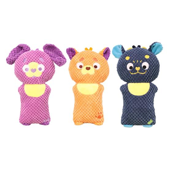 Squeaky Dog Toys for Small Dogs and Puppies Cartoon Shape Chew Toy Corn Velvet Interactive Chew Toy for Teeth Cleaning and Oral Care