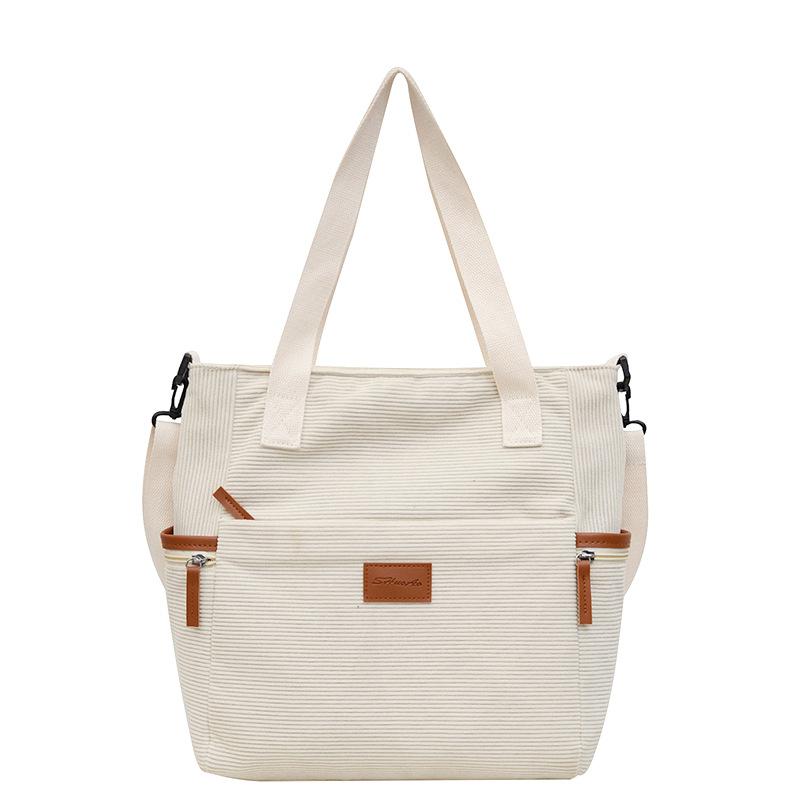 Corduroy Bag Female Niche Design Trendy Large-Capacity Tote Bag Student Class Shoulder Oblique Span Bag