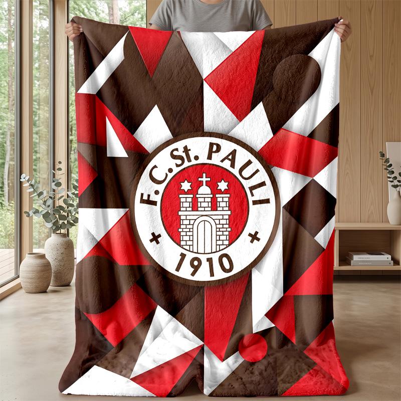 FC St. Coperta in Flanella con Stampa Calcio Pauli, Coperta Morbida Calda Leggera per Divano Letto Campeggio