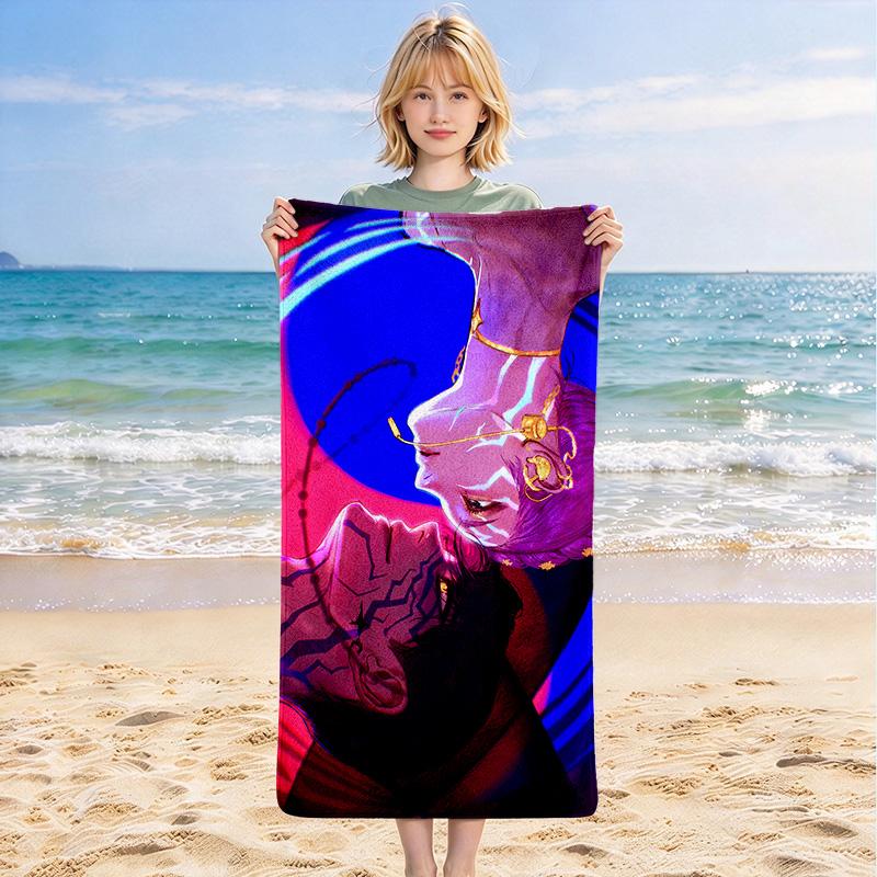 Neon Kiss Stylish Digital Printing Beach Towel Quick‑Drying Absorbent Blanket for Beach Pool Gym Travel