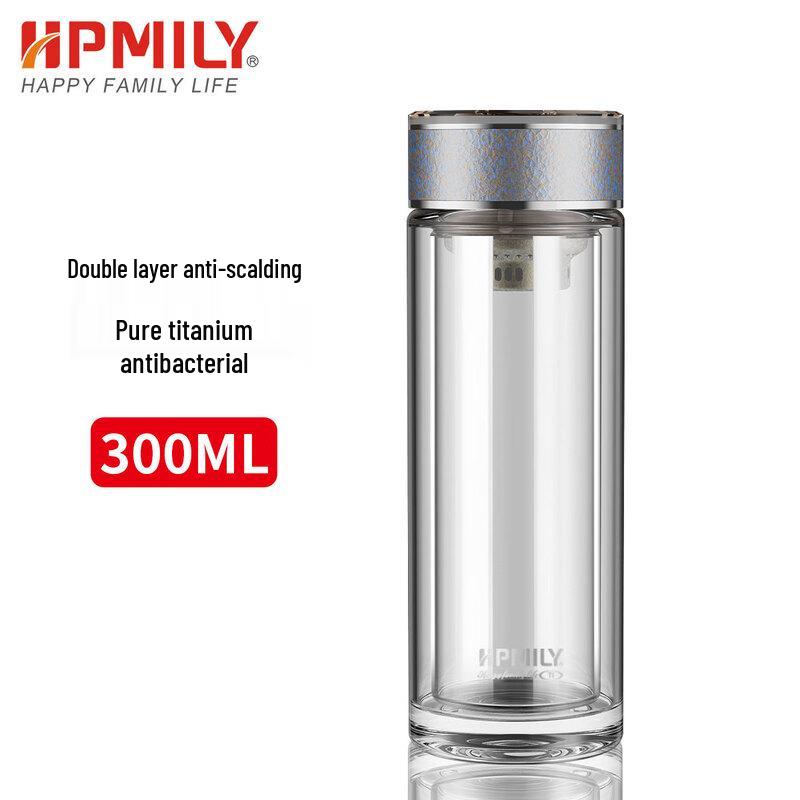 HPMILY Pure Titanium Double-Layer Borosilicate Glass Tea Infuser Bottle