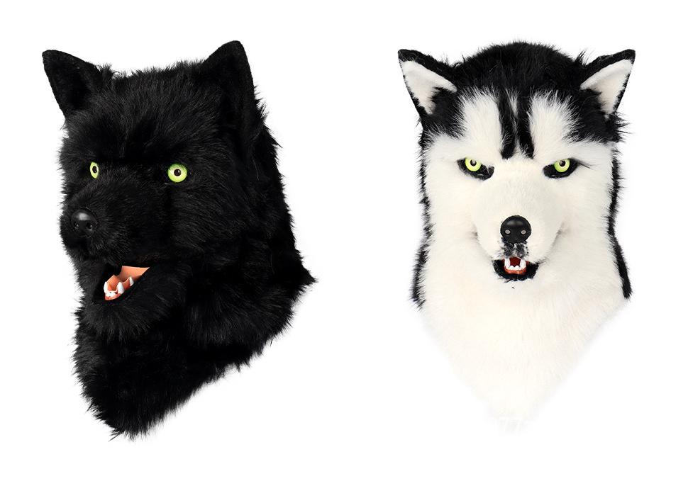 Plüschwolfkopf Vollmaske - Pelziges Cosplay Kostüm