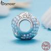BAMOER 925 Sterling Silver Clear Blue Nano Opal Underwater World Charms for Women Bracelet and Bangle DIY FIne Jewelry Gift