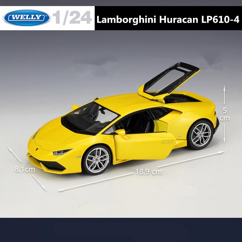 WELLY 1/24 Lamborghini Huracan LP610-4 Alloy Racing Car Model Diecast Metal Sports Car Model Simulation Collection Kids Toy Gift