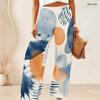 Damen Übergröße Abstraktes Aquarell Geometrischer Druck Weite Hosen Lässig Elastischer Bund Lockere Lange Hosen Für Tägliches Urlaubs-Outfit