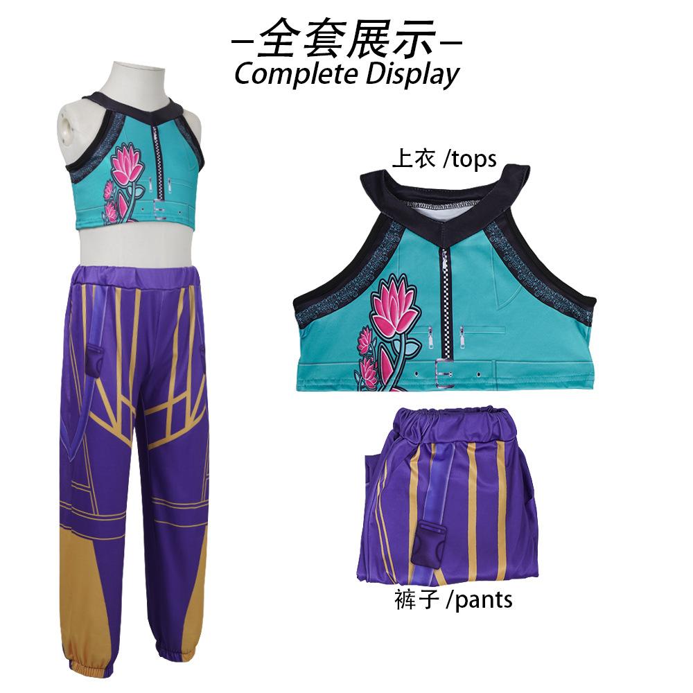 Halloween Verkleedkostuum Volwassenen Kinderen Straat Hip Hop Rollenspel Outfit 3 Stijlen Bedrukte Crop Top Rok Shorts Idool Podiumkostuum L