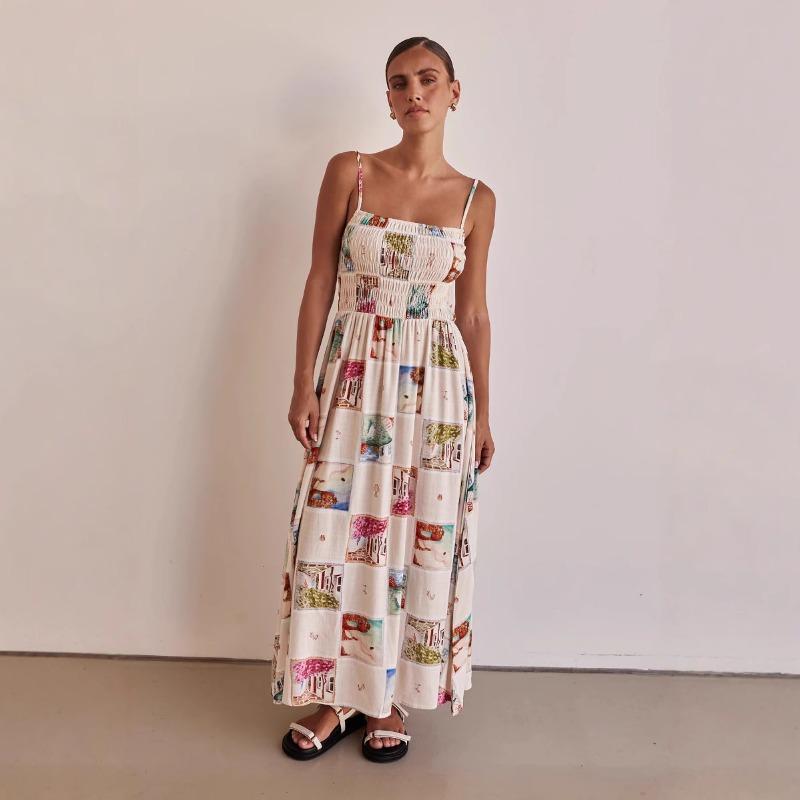 

Женское модное длинное платье с принтом «халтер» XL