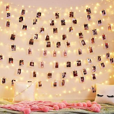 Luzes de corda LED 2M/5M/10M Clipe de foto Luzes de fada Ao ar livre Guirlanda operada por bateria Decoração de Natal Festa Casamento Natal