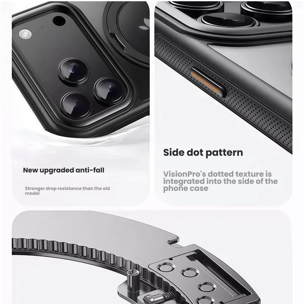 360° Rotating Kickstand Transparent Shockproof Phone Case for iPhone 17 Pro Max/Pro/Air with Full-Button Coverage
