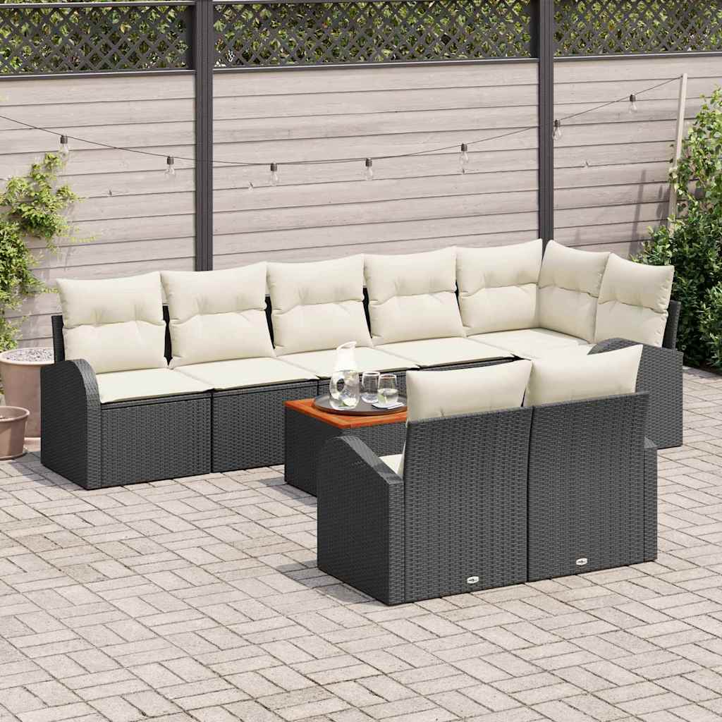 9 piece garden sofa set with cushions black poly rattan