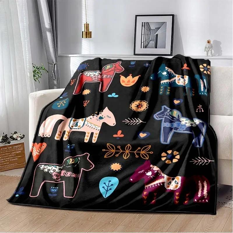 3D Print Cartoon Pentium Horse Flannel Blanket,Multi-purpose Holiday Gift Blanket Warm And Soft Blankets All Seasons