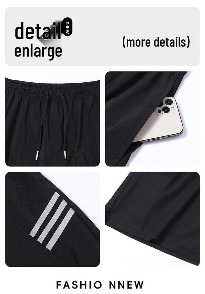 Quick-Dry Ice Silk Men's Plus Size Sportswear Set - Summer Thin, Versatile Three-Piece for Fitness & Basketball.
