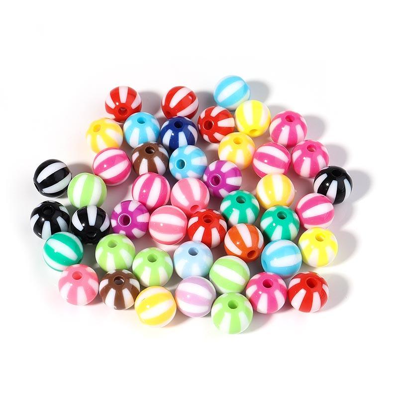 Wholesale  Acrylic Football Beads Basketball Soccer Ball Charms Round Loose Beads With Hole Bracelets Jewelry Making Supplies