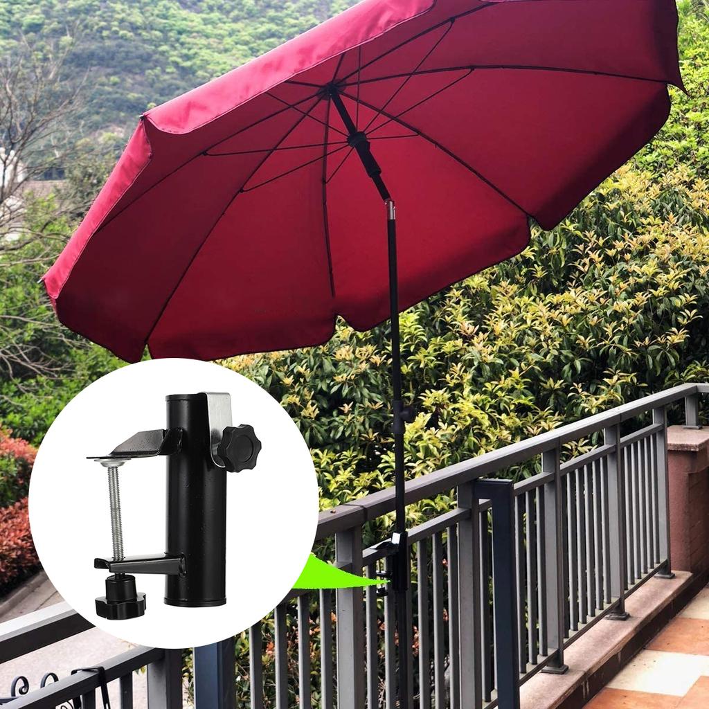 Suporte para Guarda-sol Fixador de Praia Cremalheira Grampo para Varanda Deck Metal Pátio Suporte Externo Peças Pátio Clipe Fixo Preto