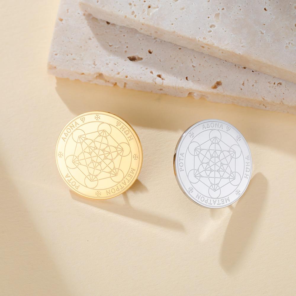 Dawapara Metatron Brooch Archangel Sacred Geometry Symbol Lapel Pins Spiritual Gift Stainless Steel Jewelry