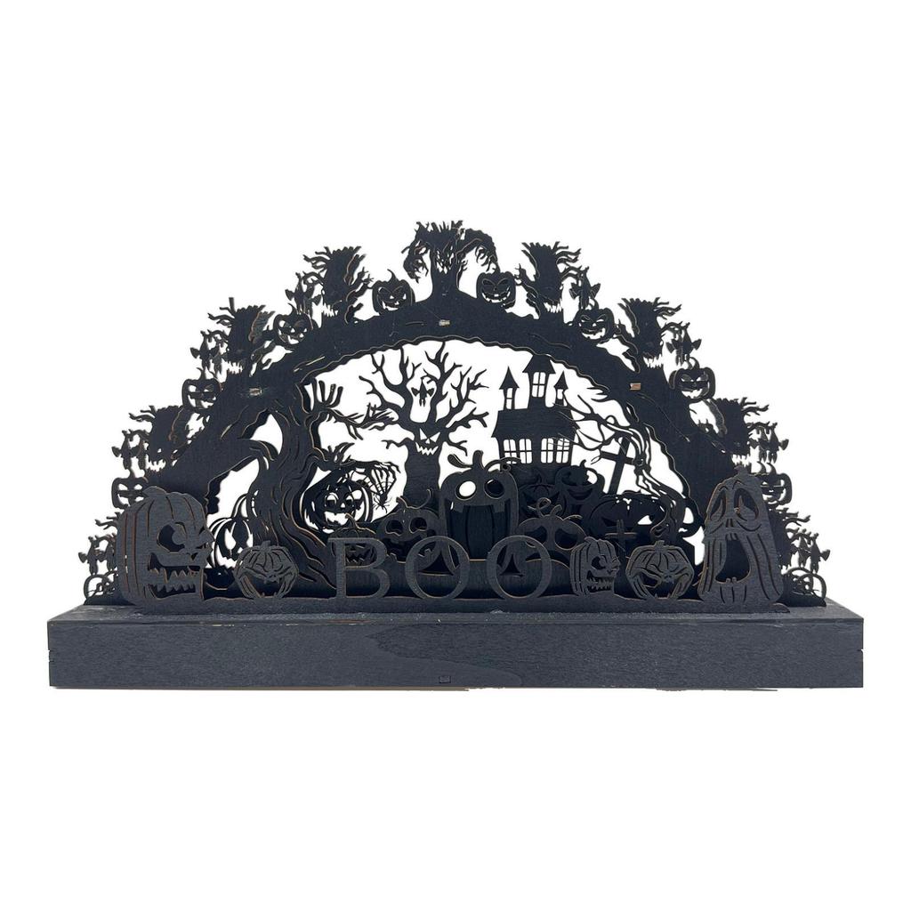 Halloween Decoration Table Centerpiece Wooden Decorative Silhouette Lighted for