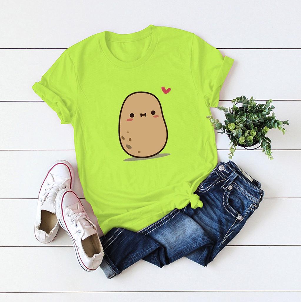Fashion Womens Short Sleeve Potato Sack Plus Size Cotton Casual Top