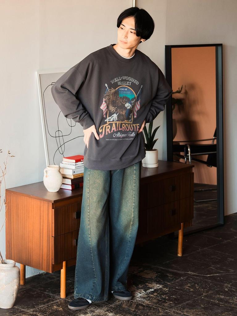 Beams Heart Jeans Blast Seam Baggy Denim Pants Indigo L Men's