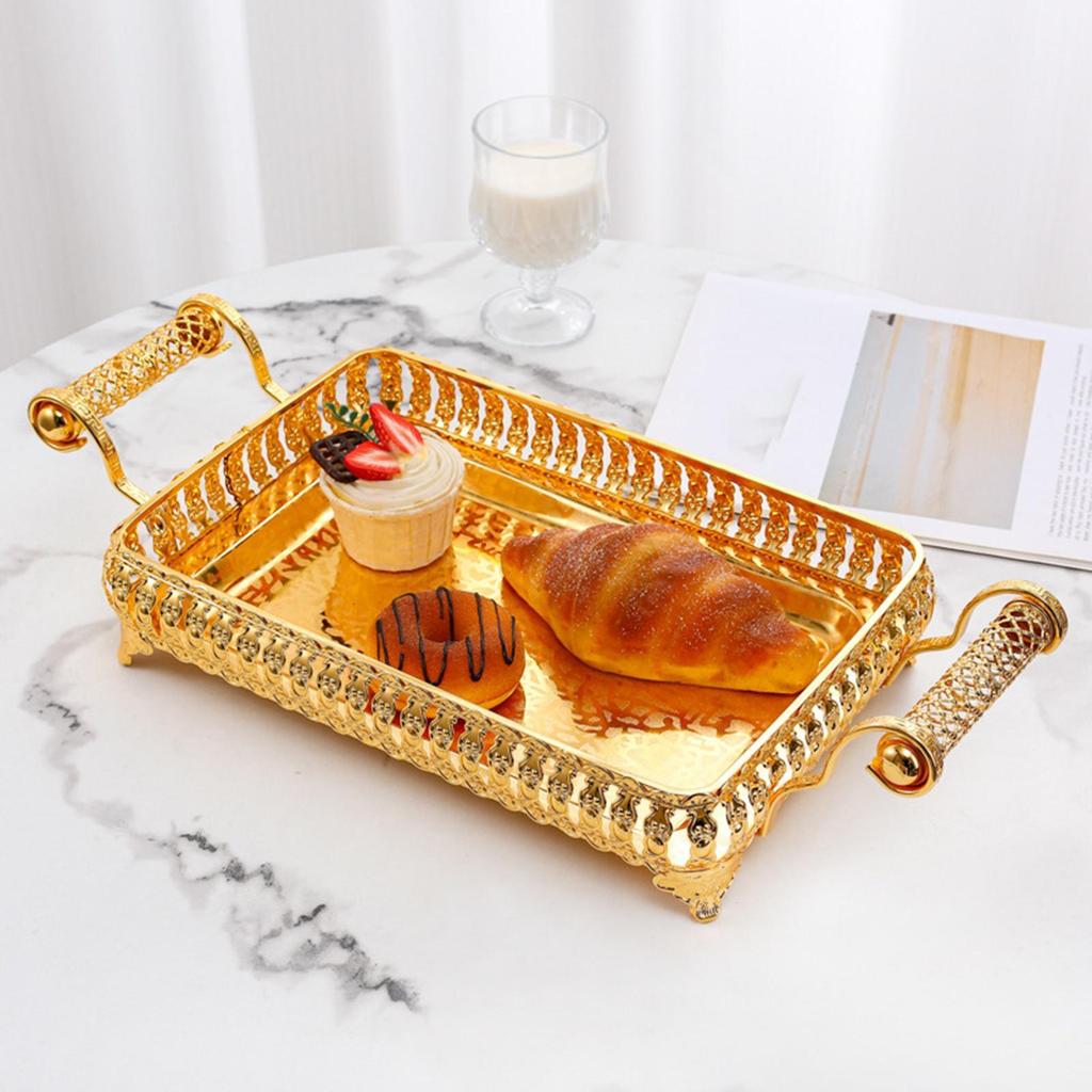 Turkish Coffee Tea Serving Tray Cosmetic 45x20cm Portable with Double Handle for Birthday New Year Celebrations Events Wedding
