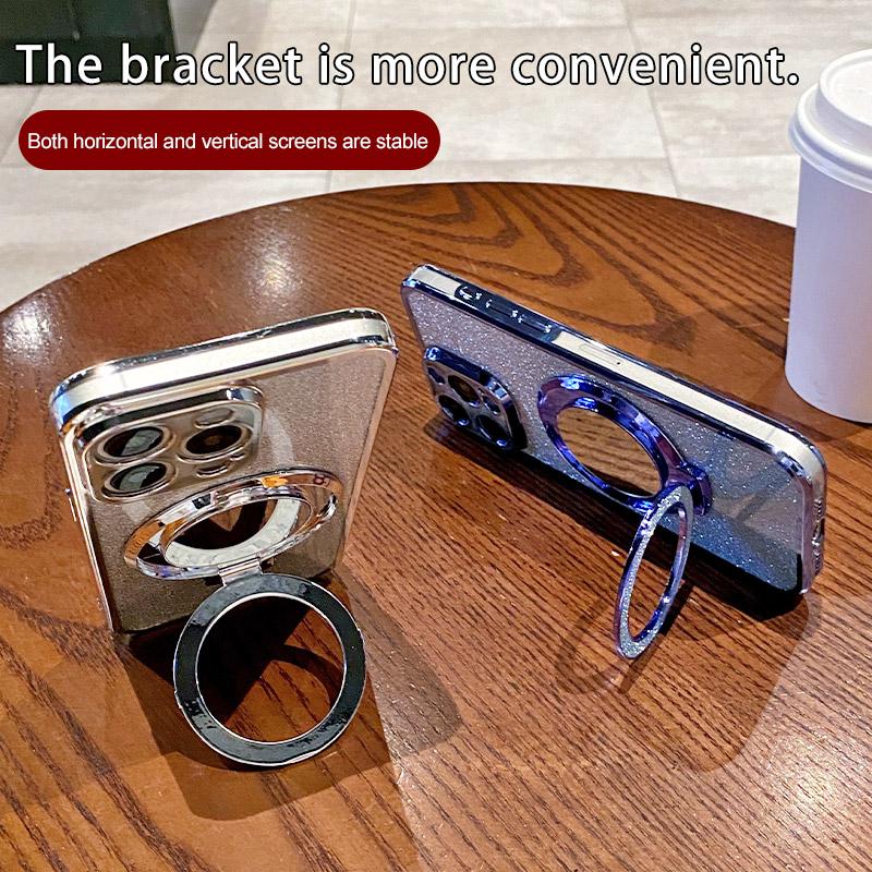 Mirror Magnetic Bracket Case For Motorola Moto G40F G42 G50 G52 G53 G54 G60 G60S G62 G72 G73 G82 G83 G84 Plating Glitter Cover