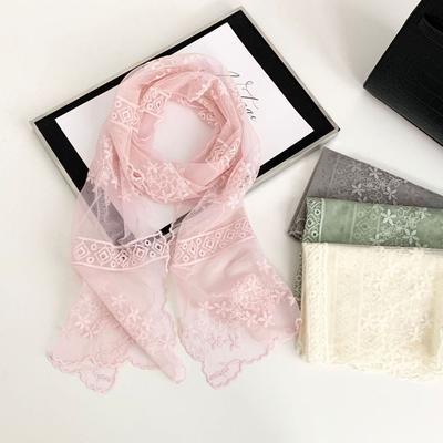 Breathable Mesh Lace Scarf Lightweight Female Headscarf Retro Sunscreen Shawl  Summer