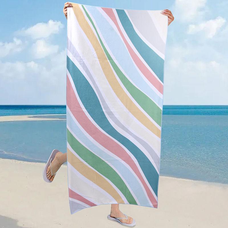 

Beach Towel Colorful Diagonal Stripes Printed Pattern Sunscreen And Windproof Suitable For Swimming Pool Camping Travel Blanket W40*H60(CM)