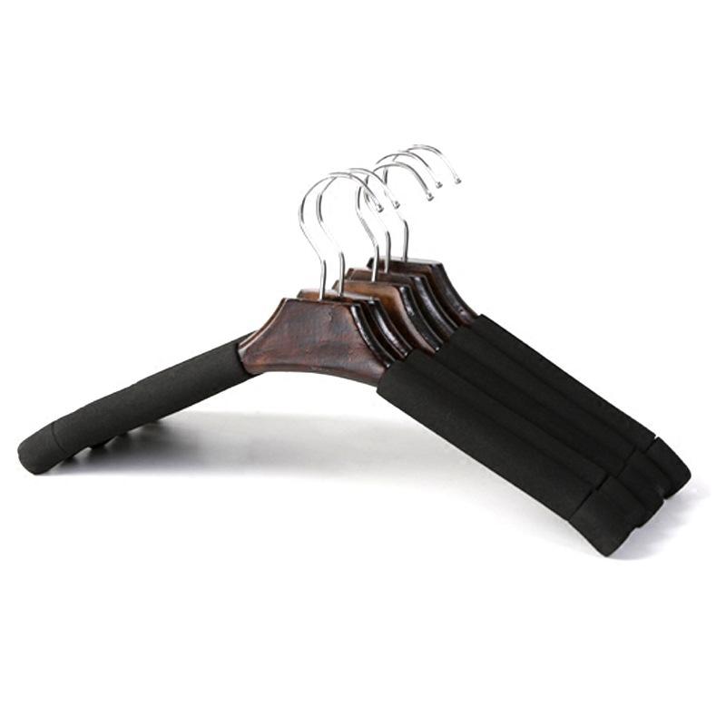 2PCS Sponge Wooden Clothes Hangers,Adult Non-Slip Storage Rack for Women,Home Suit Drying Rack for Sweater Dress Jacket Coat
