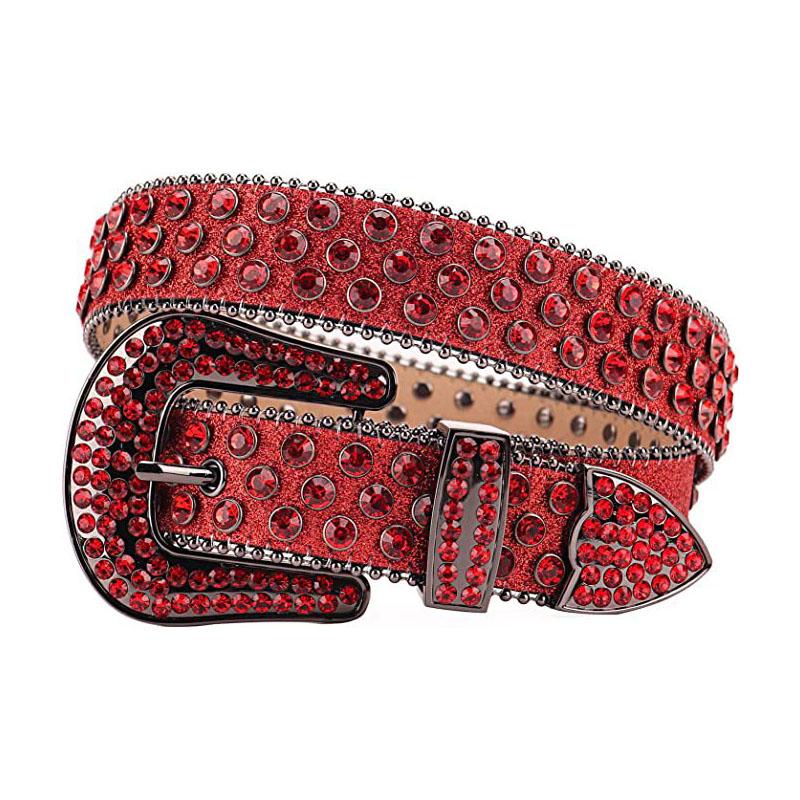 

Пояс із бісером талія ущільнювач кольору зброї великий крокодил візерунок хіп-хоп Cool Style штани пояс 115cm темно-червоний колір