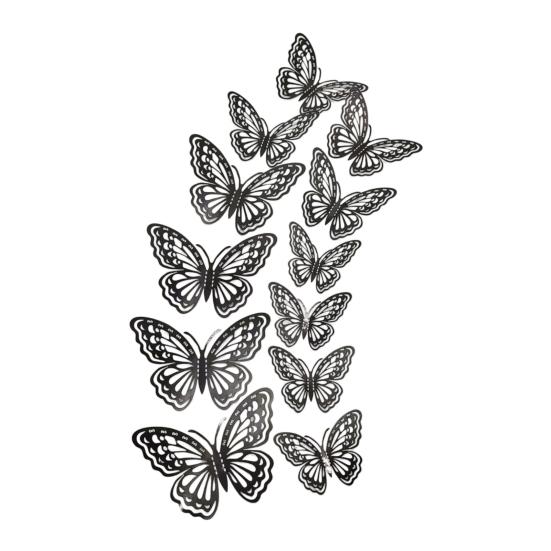 12 шт. 3D-бабочки для декора стен, 3 размера, наклейки-бабочки на стену для декора комнаты, самоклеящиеся съемные наклейки для вечеринки, украшения для торта