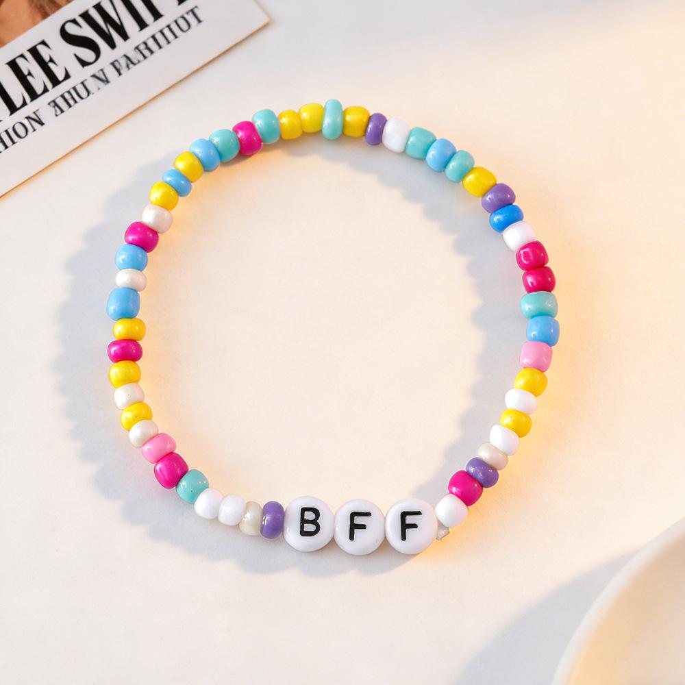 Bohemian Style Heart & Letter Polymer Clay Bracelet