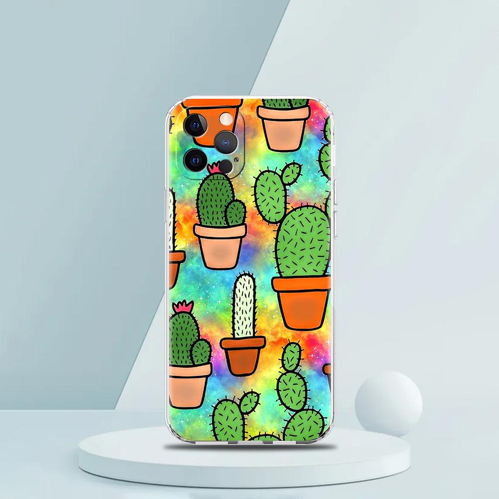 Plant Cactus Phone Case for iPhone 16 15 14 13 12 Pro Max Transparent Soft for iPhone 11 Pro Max 7 8 Plus XS XR Shell Bags