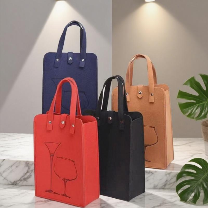 Felt Wine Bottle Bag Double Bottles Great Load Bearing Handheld Beverage Packaging Handbag Gift Wrap Storage Pouch Wine Tote Bag
