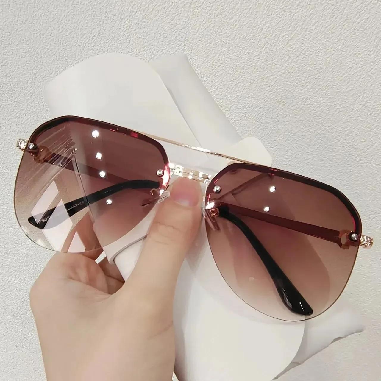 

New Fashion Metal Half Frame Women S Outdoor Sunglasses Classic Double Beam Glasses